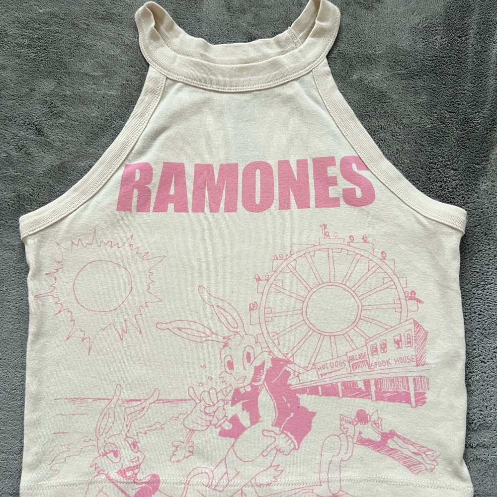 Ramones Junior M Pink & Cream American Eagle Outfitters Tank